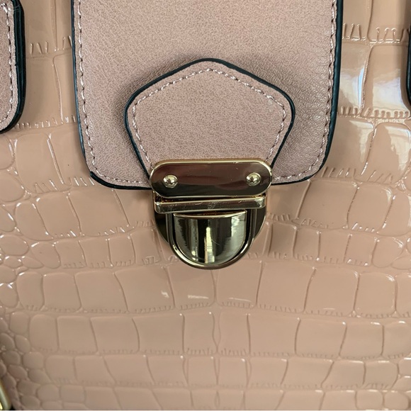 Peach Structured Satchel with Gold Accents - Picture 2 of 15